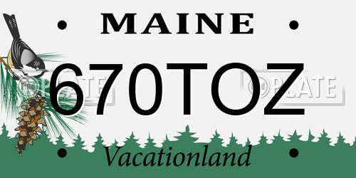 670TOZ Maine License Plate