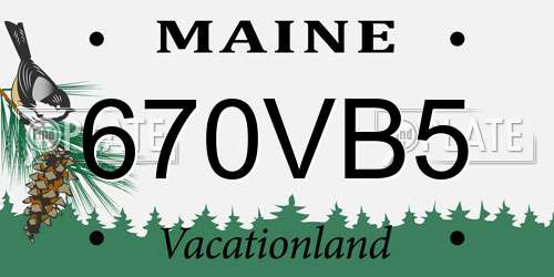 670VB5 Maine License Plate