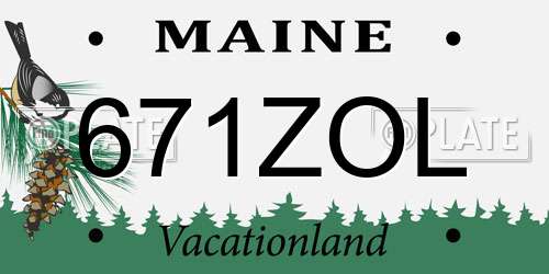 671ZOL Maine License Plate