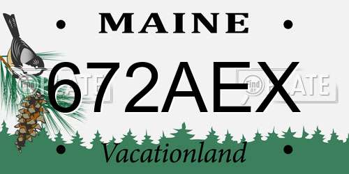 672AEX Maine License Plate