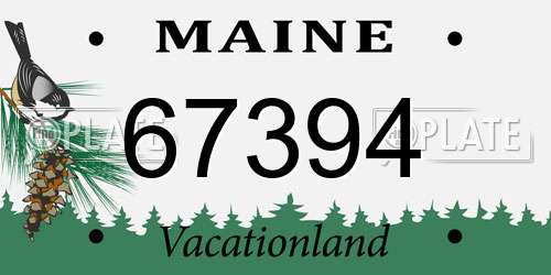 67394 Maine License Plate