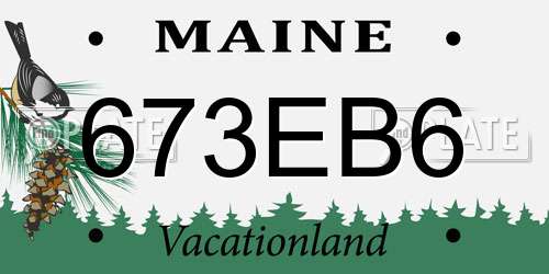 673EB6 Maine License Plate