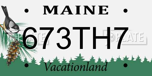 673TH7 Maine License Plate