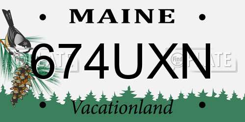 674UXN Maine License Plate