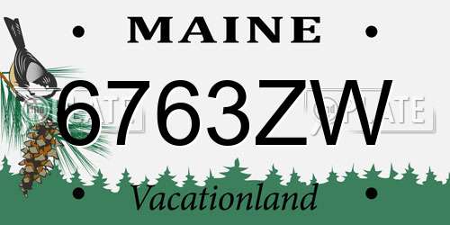 6763ZW Maine License Plate