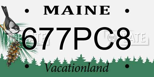 677PC8 Maine License Plate