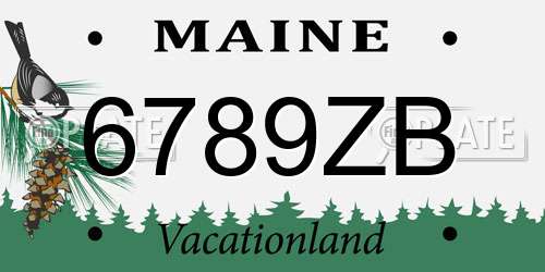 6789ZB Maine License Plate