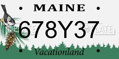 678Y37 Maine License Plate