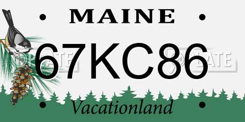 67KC86 Maine License Plate