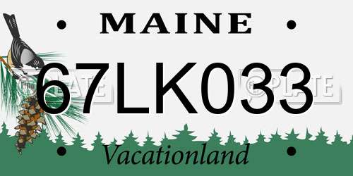 67LK033 Maine License Plate
