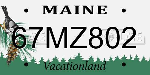 67MZ802 Maine License Plate