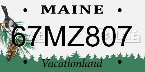 67MZ807 Maine License Plate
