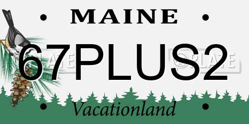 67PLUS2 Maine License Plate