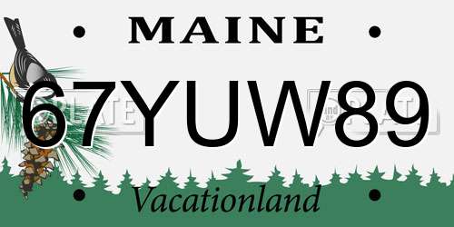 67YUW89 Maine License Plate