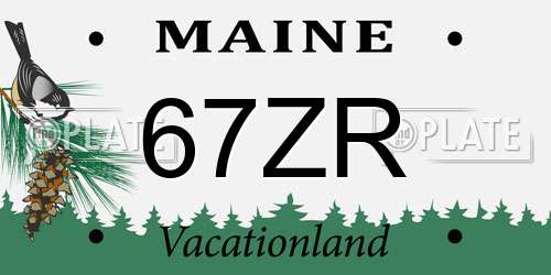 67ZR Maine License Plate