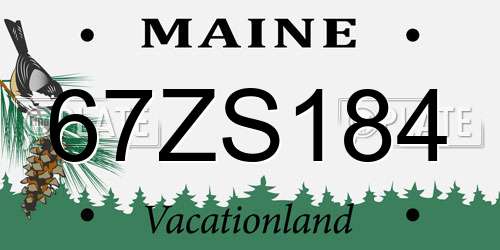 67ZS184 Maine License Plate