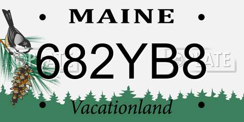 682YB8 Maine License Plate