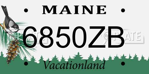 6850ZB Maine License Plate