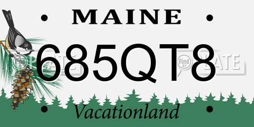 685QT8 Maine License Plate