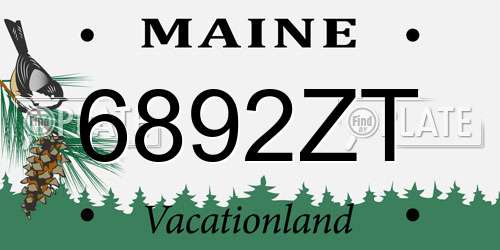 6892ZT Maine License Plate