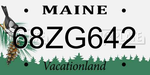 68ZG642 Maine License Plate