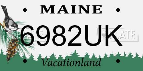 6982UK Maine License Plate