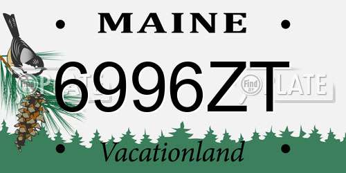 6996ZT Maine License Plate
