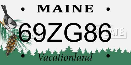 69ZG86 Maine License Plate