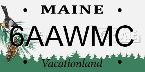 6AAWMC Maine License Plate