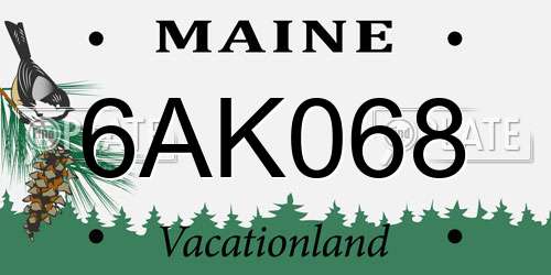 6AK068 Maine License Plate