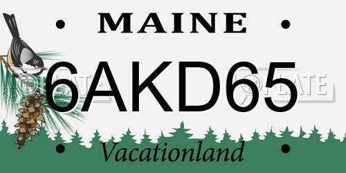 6AKD65 Maine License Plate