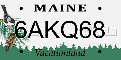 6AKQ68 Maine License Plate