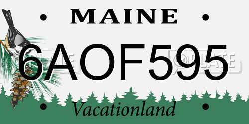 6AOF595 Maine License Plate