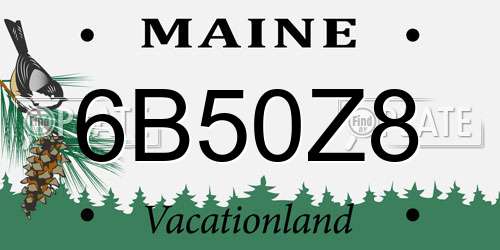 6B50Z8 Maine License Plate