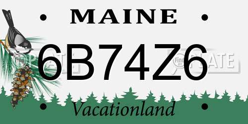 6B74Z6 Maine License Plate