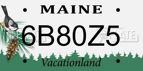 6B80Z5 Maine License Plate