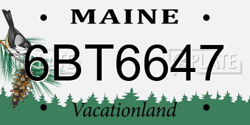 6BT6647 Maine License Plate