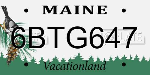 6BTG647 Maine License Plate