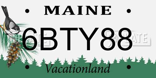 6BTY88 Maine License Plate