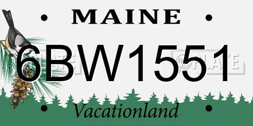 6BW1551 Maine License Plate