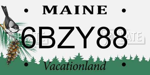 6BZY88 Maine License Plate