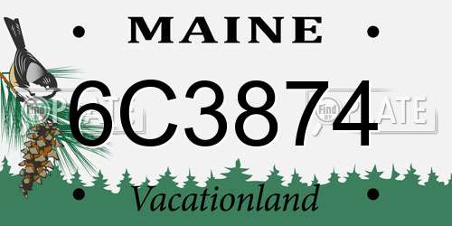 6C3874 Maine License Plate