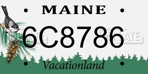 6C8786 Maine License Plate