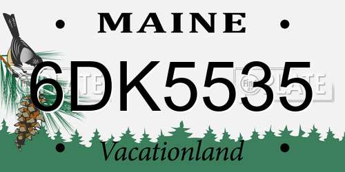 6DK5535 Maine License Plate