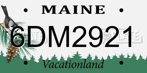 6DM2921 Maine License Plate