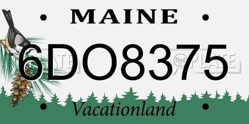 6DO8375 Maine License Plate