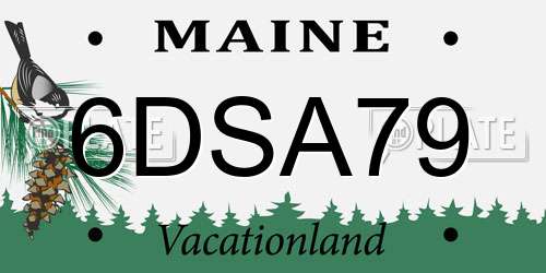 6DSA79 Maine License Plate