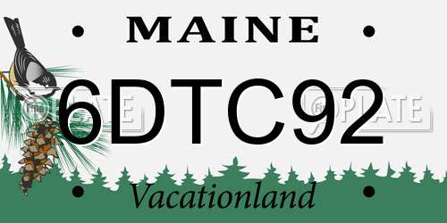 6DTC92 Maine License Plate