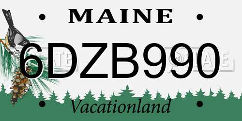 6DZB990 Maine License Plate
