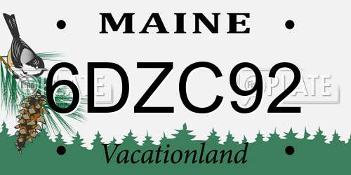 6DZC92 Maine License Plate
